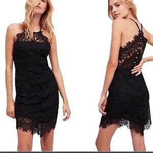 NWT Intimately Free People Dress XS Black She's Got It Lace Halter Fairy D19